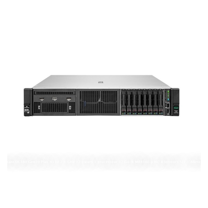 Serveur HPE ProLiant DL380 Gen10 Plus 4310 2.1 GHz 12 cœurs 1 processeur 32 Go-R MR416i-p NC 8 lecteurs SFF - Alimentation 800 W
