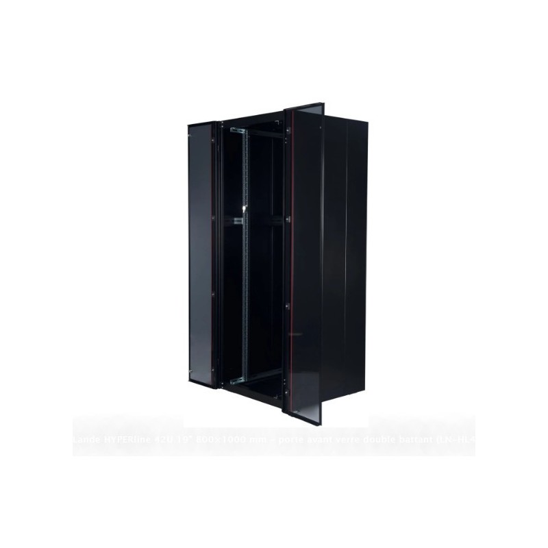 Armoire rack Lande HYPERline 42U 19" 800×1000 mm – porte avant verre double battant (LN-HL42U8010-BL-B)