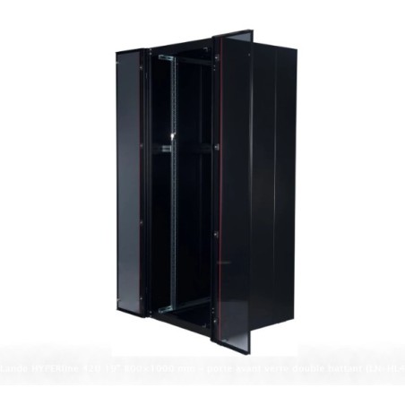 Armoire rack Lande HYPERline 42U 19" 800×1000 mm – porte avant verre double battant (LN-HL42U8010-BL-B)