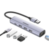 Ugreen multifunctional adapter HUB USB 3.0 – 3 x USB / Ethernet RJ-45 / USB Type C PD gray (CM475)